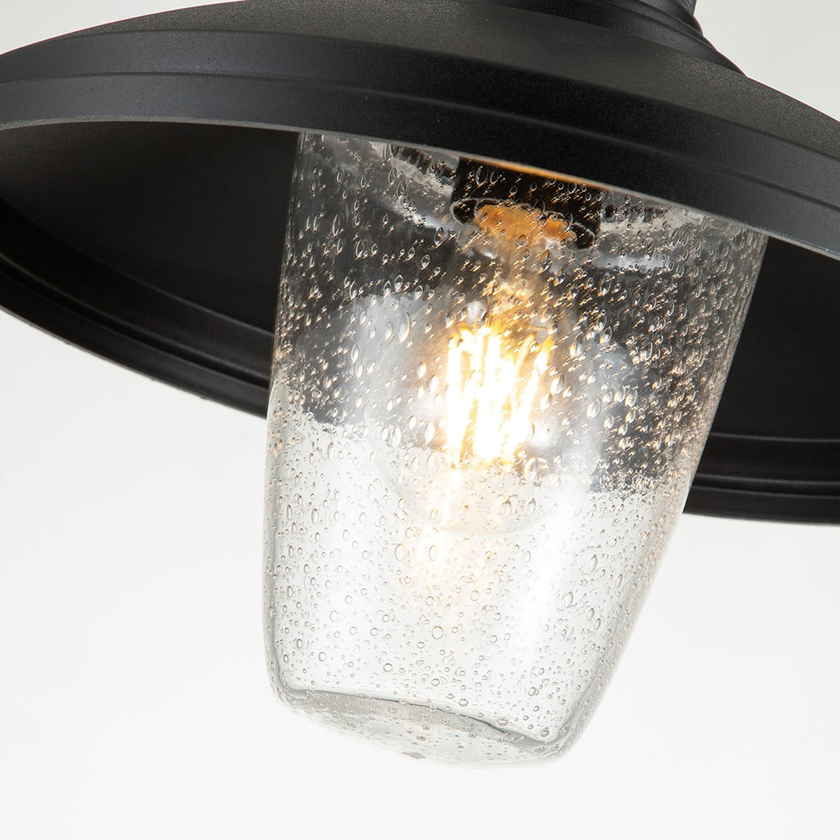 Allenbury Coastal Pendant or Semi Flush in Textured Black with Clear Seeded Glass