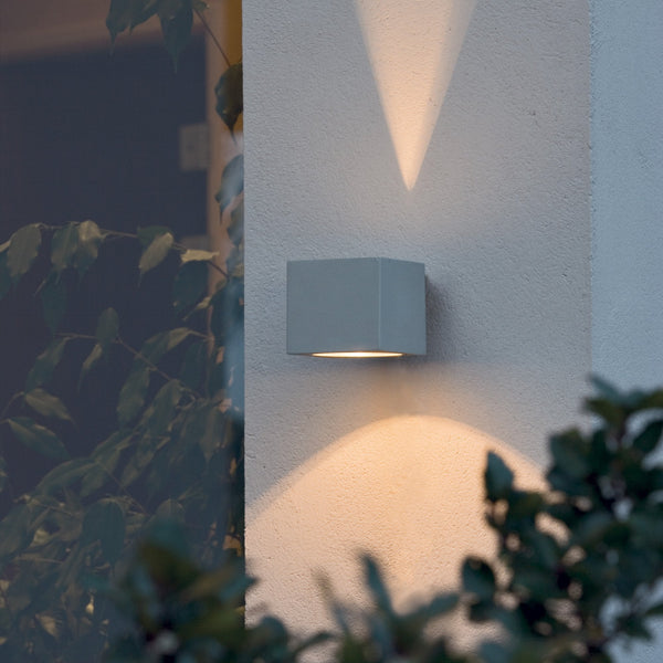 Modena Square IP44 Outdoor G9 Up and Down Wall Light in Grey