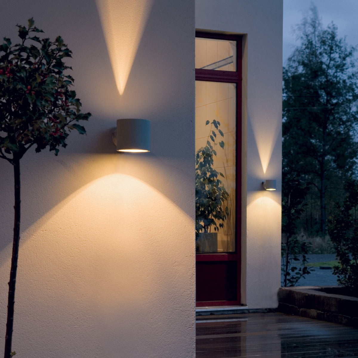 Modena Round IP44 Outdoor G9 Up and Down Wall Light in Grey