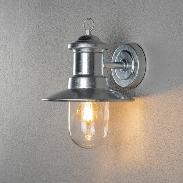 Napoli IP44 Outdoor E27 Wall Light In Galvanised Finish