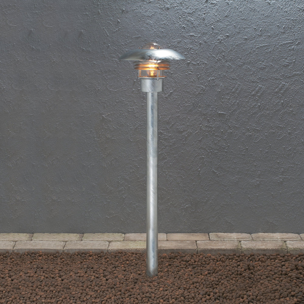 Modena Gothenburg IP23 Outdoor E27 Short Post Light in Galvanised Finished