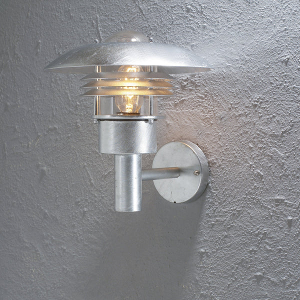 Modena Gothenburg IP44 Outdoor E27 Wall Light in Galvanised Finished