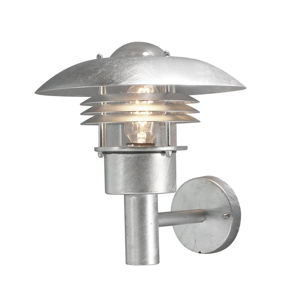Modena Gothenburg IP44 Outdoor E27 Wall Light in Galvanised Finished