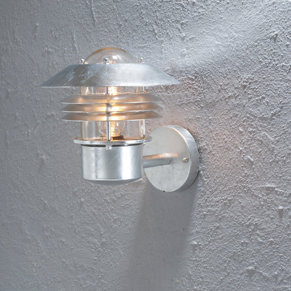 Modena Uppsala IP44 Outdoor E27 Wall Light in Galvanised Finished