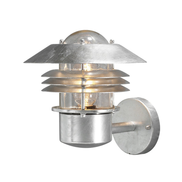 Modena Uppsala IP44 Outdoor E27 Wall Light in Galvanised Finished