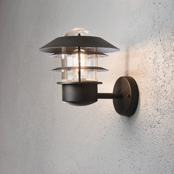 Modena Helsingborg IP44 Outdoor E27 Upwards Wall Light in Black