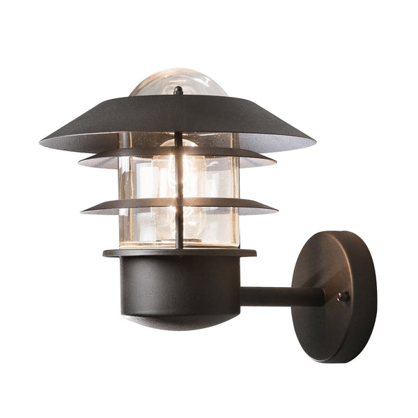 Modena Helsingborg IP44 Outdoor E27 Upwards Wall Light in Black