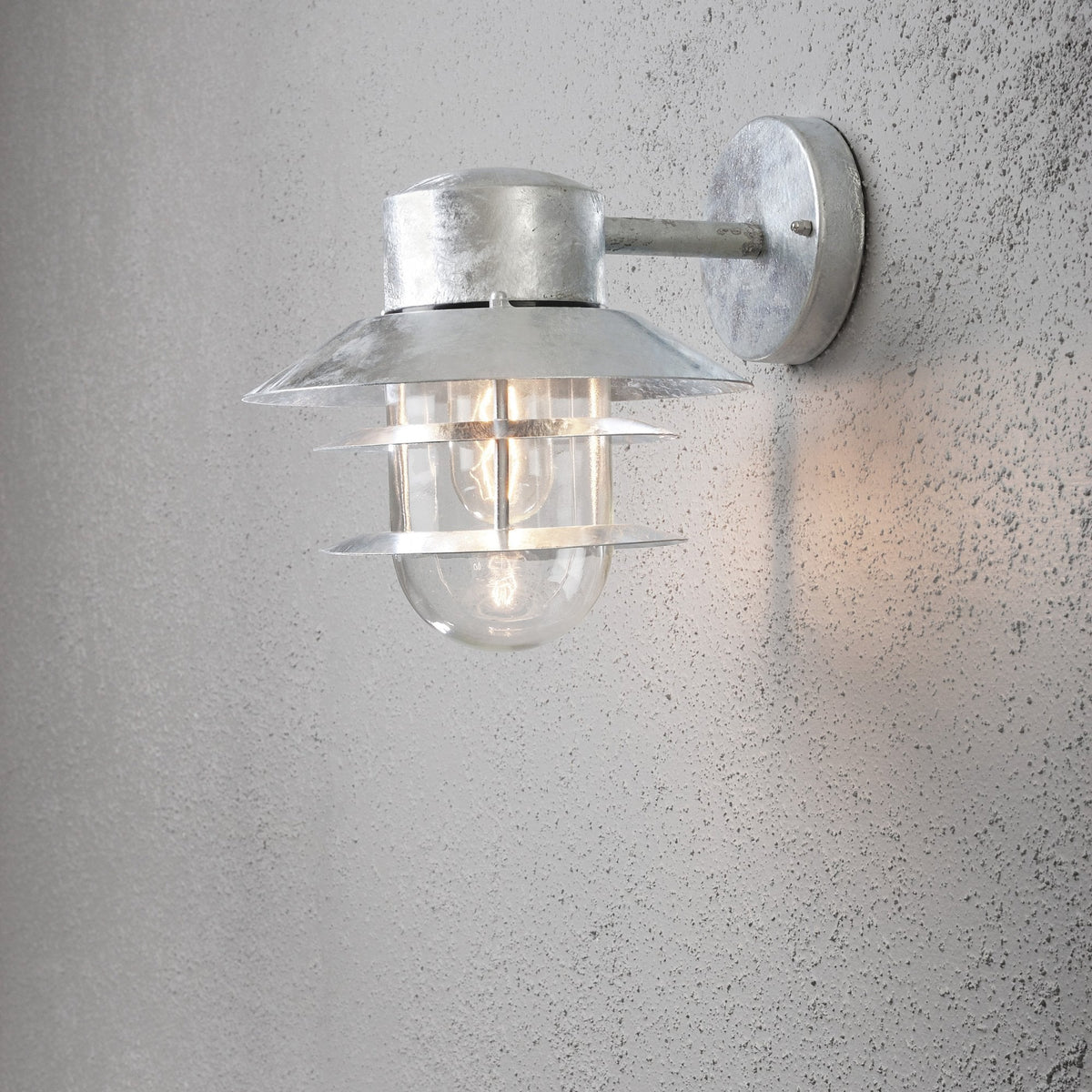 Modena Helsingborg IP44 Outdoor E27 Downwards Wall Light in Galvanised Finished