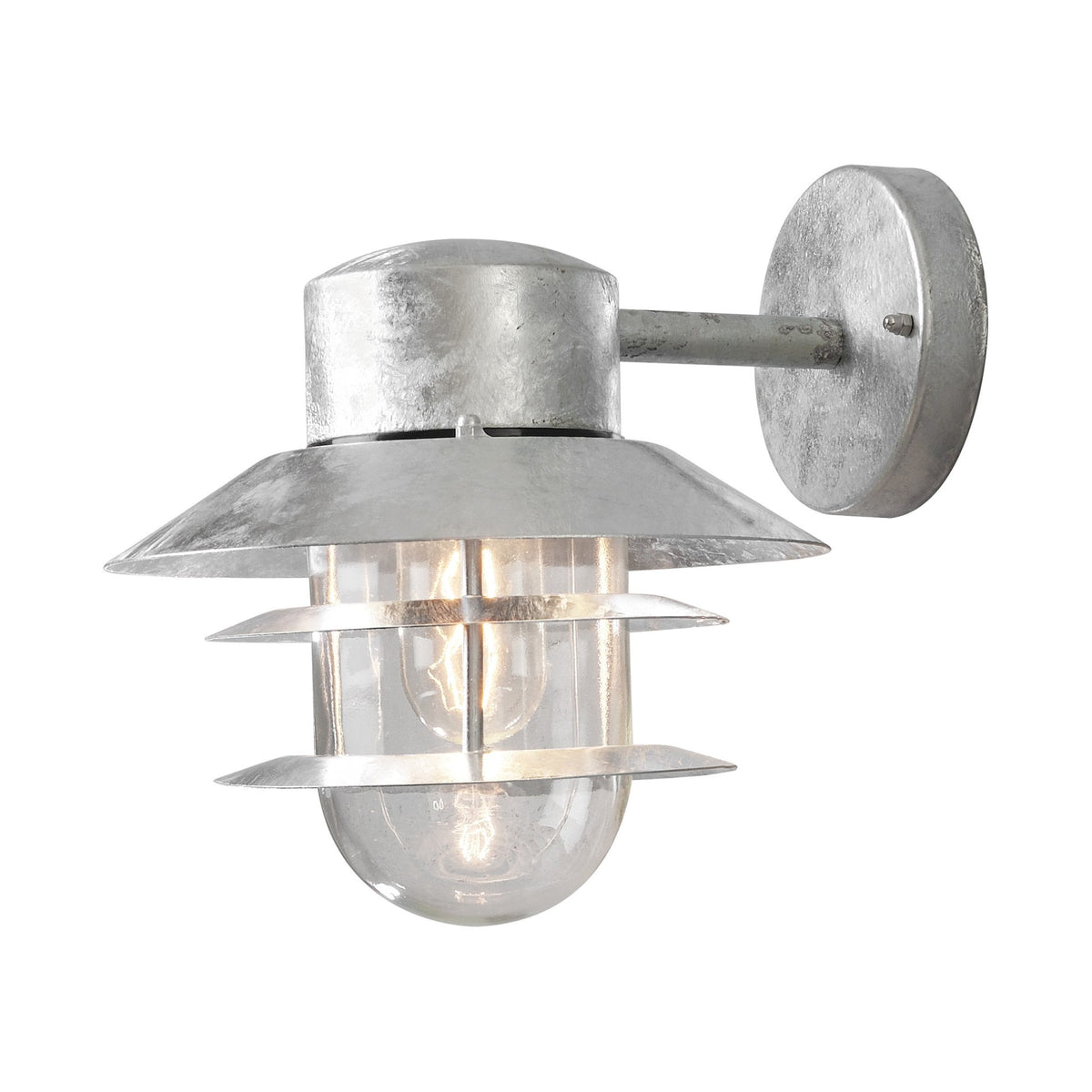 Modena Helsingborg IP44 Outdoor E27 Downwards Wall Light in Galvanised Finished