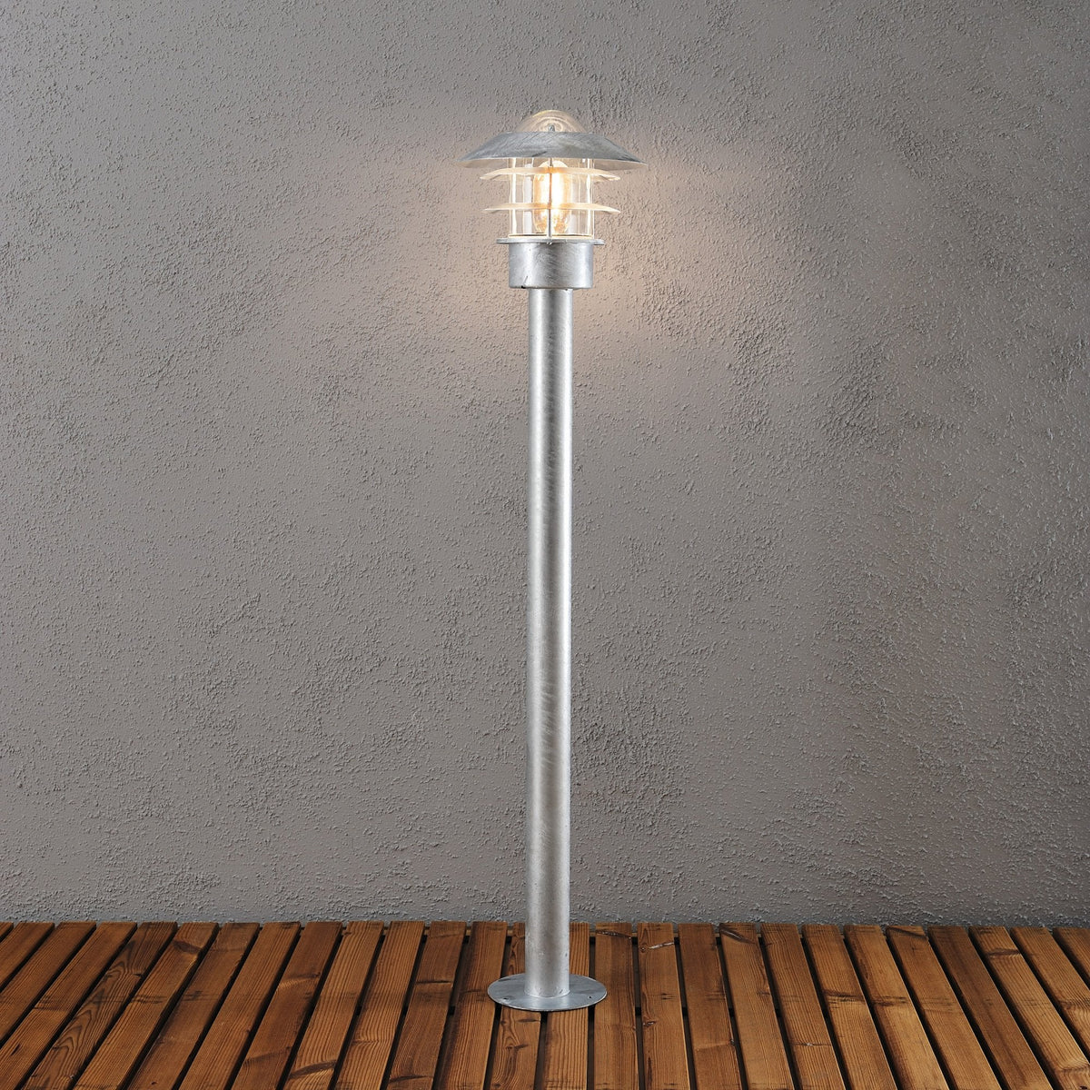 Modena Helsingborg IP23 Outdoor E27 Post Light in Galvanised Finished