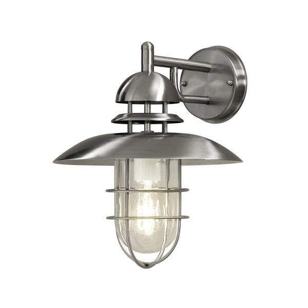 Sorrento IP44 Outdoor E27 Wall Light in Brushed Stainless Steel
