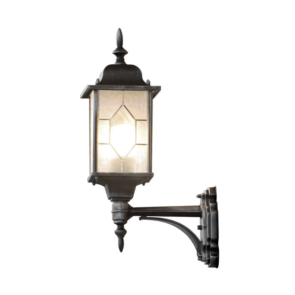Milano IP43 Outdoor E27 Upwards Wall Light In Blackened Silver