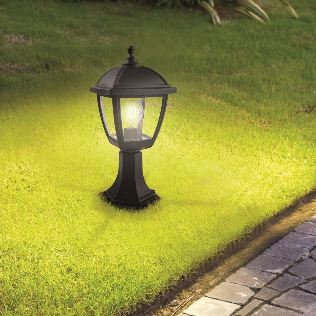 Palma Coastal IP44 Pillar Light in Black