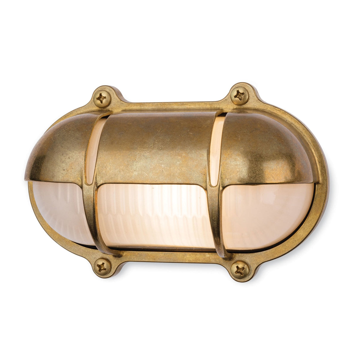 Nautic Solid Brass IP64 Oval Bulkhead Wall Light in Brass