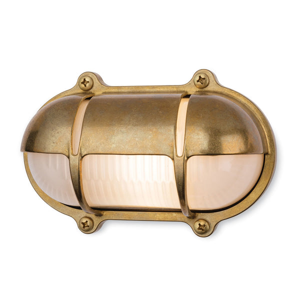 Nautic Solid Brass IP64 Oval Bulkhead Wall Light in Brass