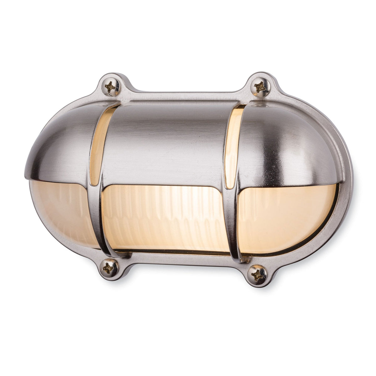 Nautic Solid Brass IP64 Oval Bulkhead Wall Light in Nickel