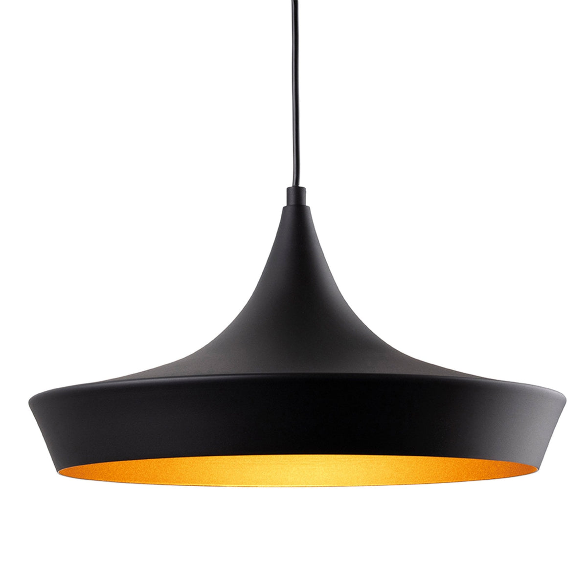 Leo Pendant Light in Black with Matt Gold Inner