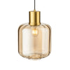 Eton Pendant Light in Brushed Brass with Amber Glass