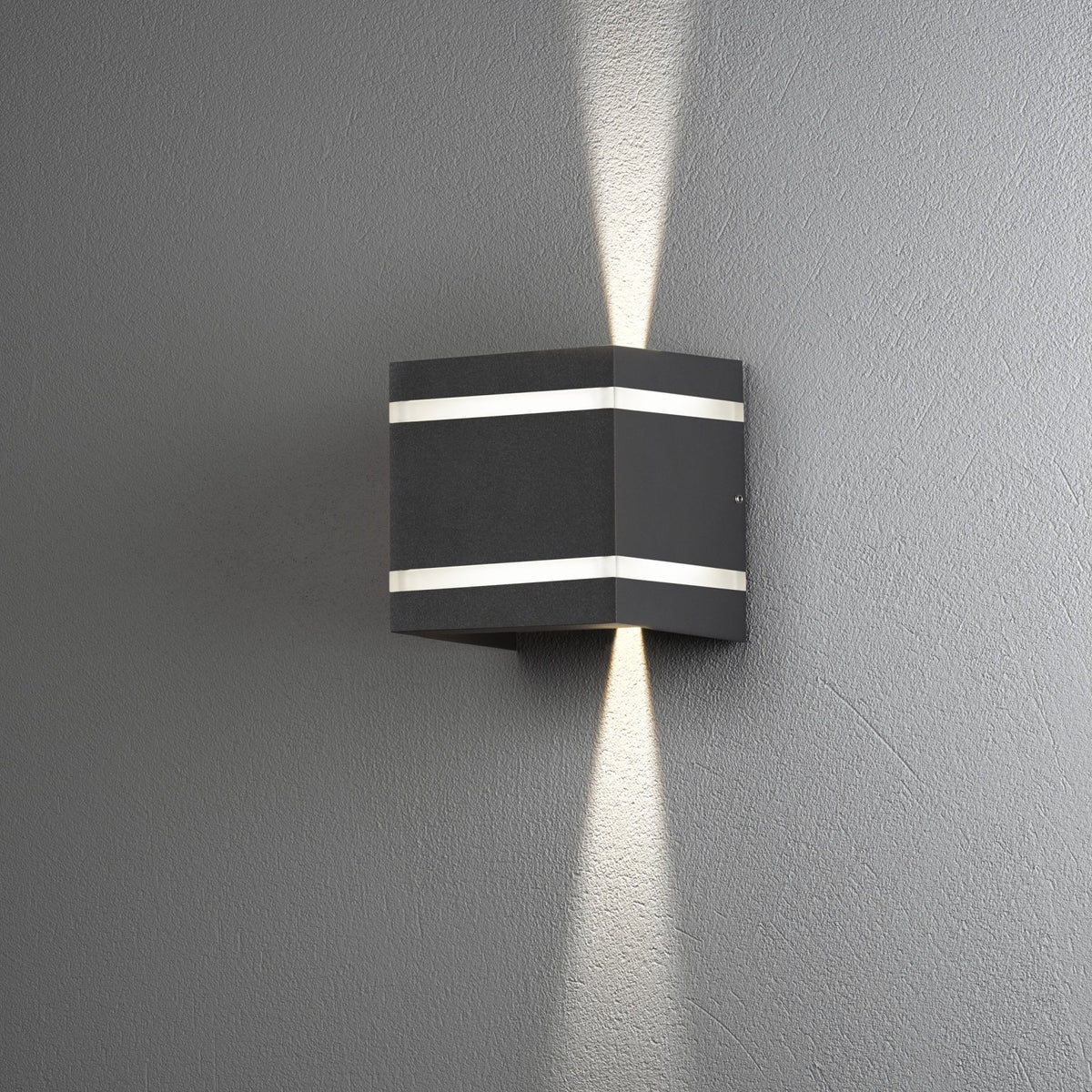 Cremona Banded IP54 Twin Adjustable Beam 6w LED Wall Light in Dark Grey
