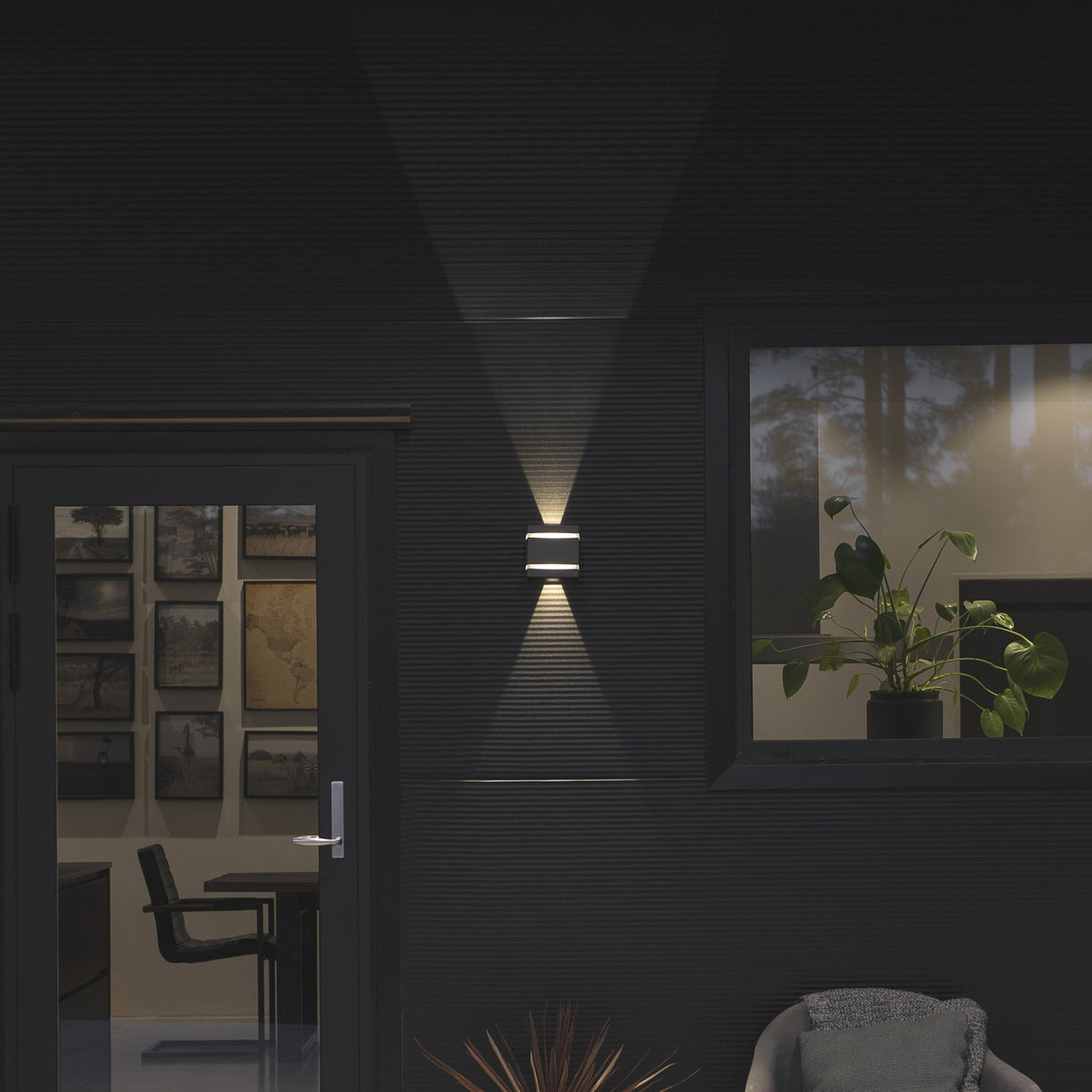 Cremona Banded IP54 Twin Adjustable Beam 6w LED Wall Light in Dark Grey