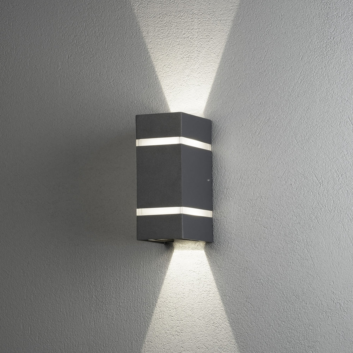 Cremona Banded Slim IP54 Twin Adjustable Beam 6w LED Wall Light in Dark Grey