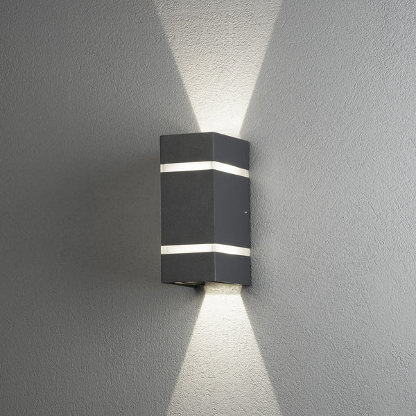 Cremona Banded Slim IP54 Twin Adjustable Beam 6w LED Wall Light in Dark Grey