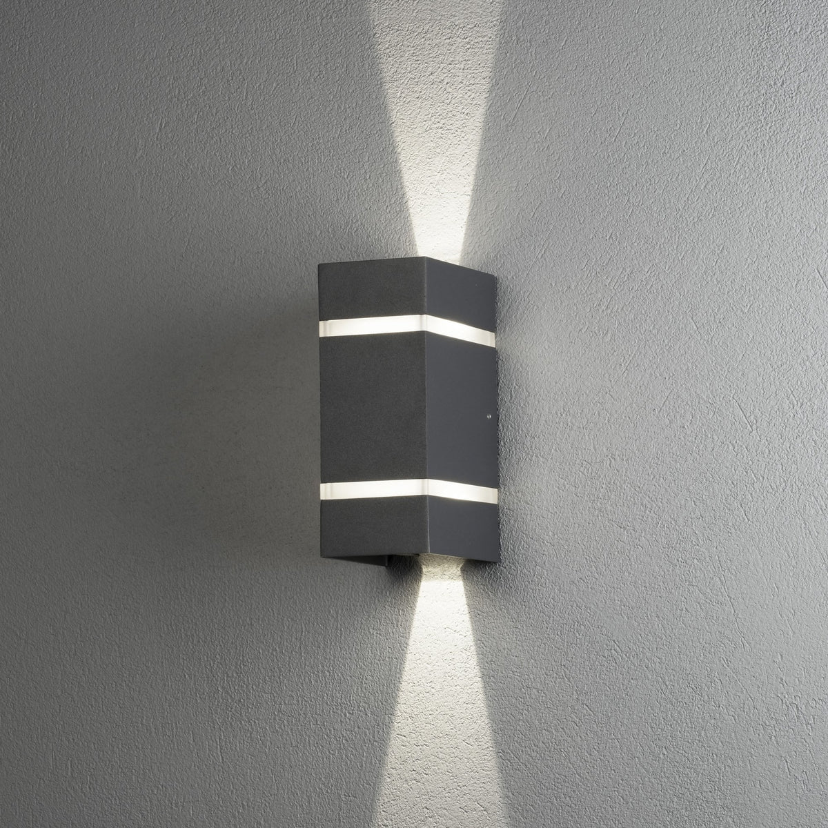 Cremona Banded Slim IP54 Twin Adjustable Beam 6w LED Wall Light in Dark Grey