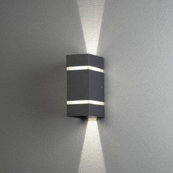 Cremona Banded Slim IP54 Twin Adjustable Beam 6w LED Wall Light in Dark Grey