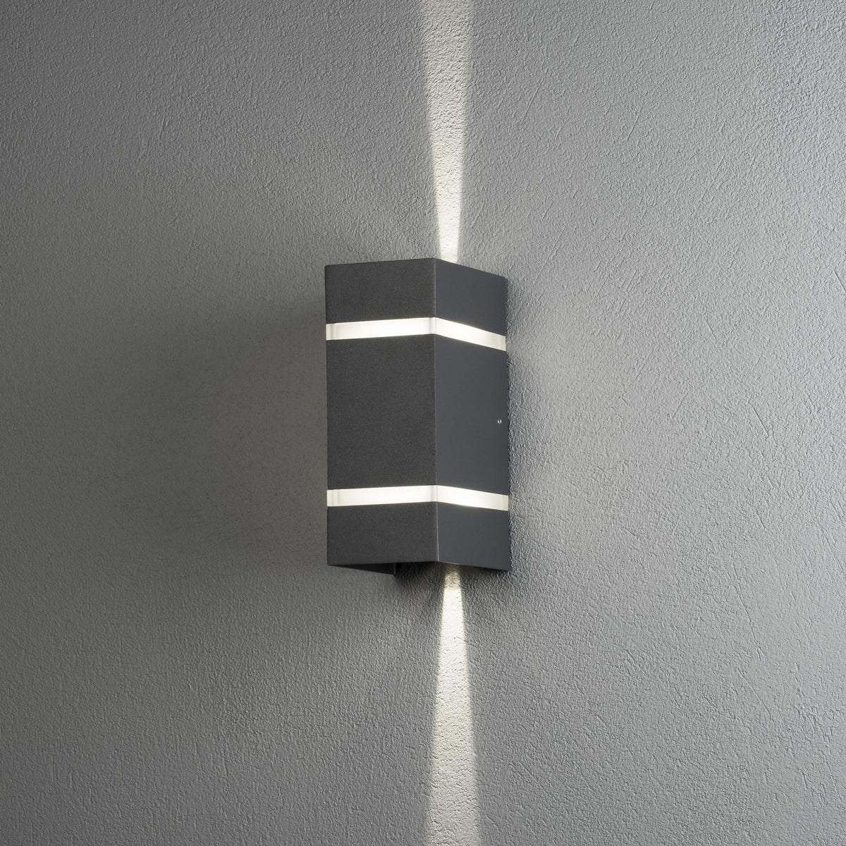 Cremona Banded Slim IP54 Twin Adjustable Beam 6w LED Wall Light in Dark Grey