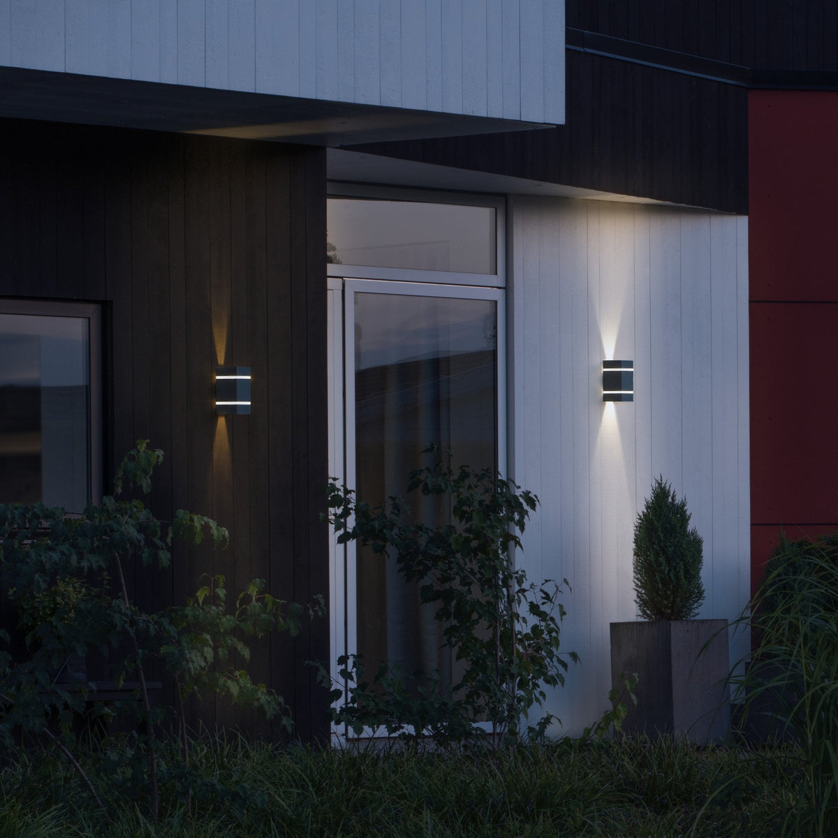 Cremona Banded Slim IP54 Twin Adjustable Beam 6w LED Wall Light in Dark Grey