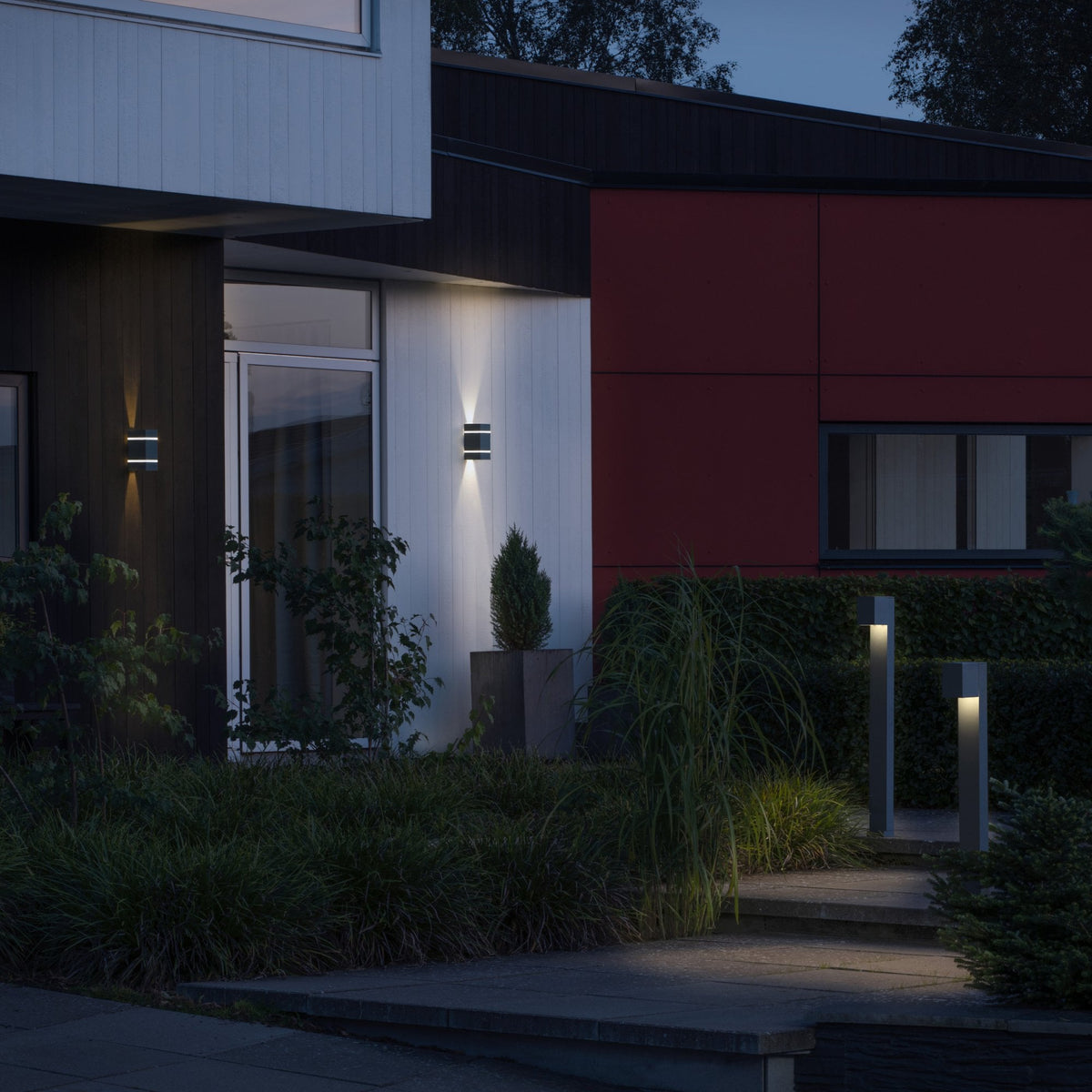 Cremona Banded Slim IP54 Twin Adjustable Beam 6w LED Wall Light in Dark Grey