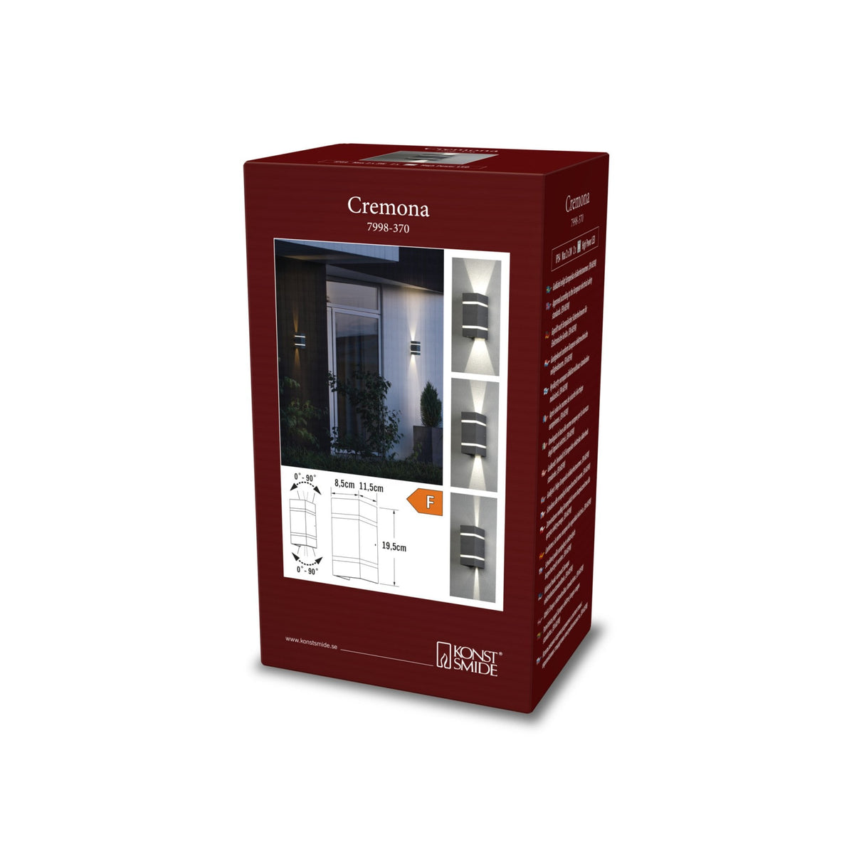 Cremona Banded Slim IP54 Twin Adjustable Beam 6w LED Wall Light in Dark Grey