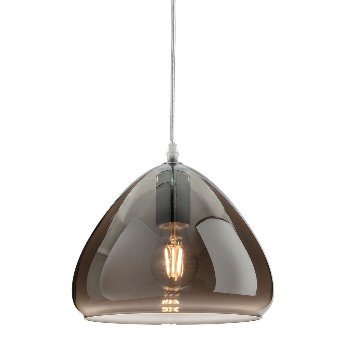 Willis Small Pendant Light in Chrome with Smoked Glass
