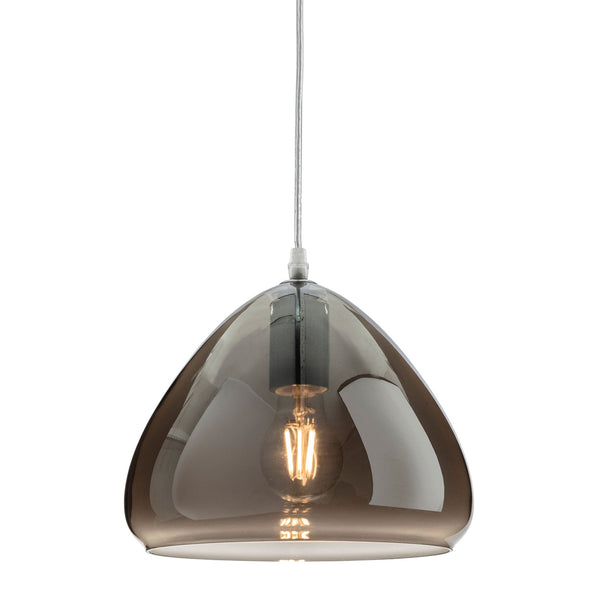 Willis Small Pendant Light in Chrome with Smoked Glass