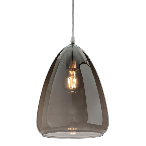Willis Medium Pendant Light in Chrome with Smoked Glass