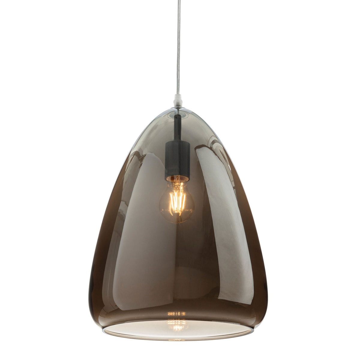 Willis Large Pendant Light in Chrome with Smoked Glass