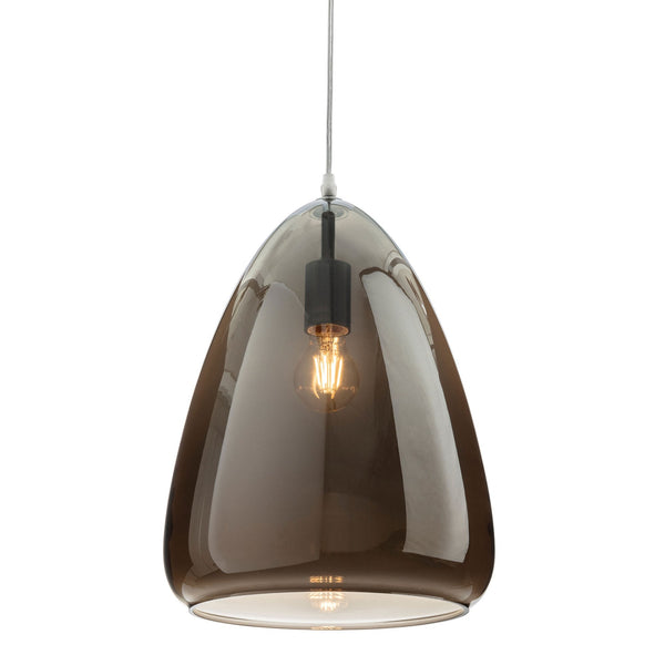 Willis Large Pendant Light in Chrome with Smoked Glass