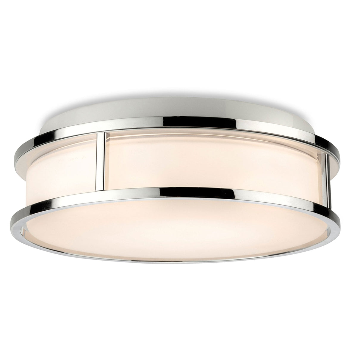 Adelaide IP44 LED Flush Ceiling Light in Chrome and Opal White Glass