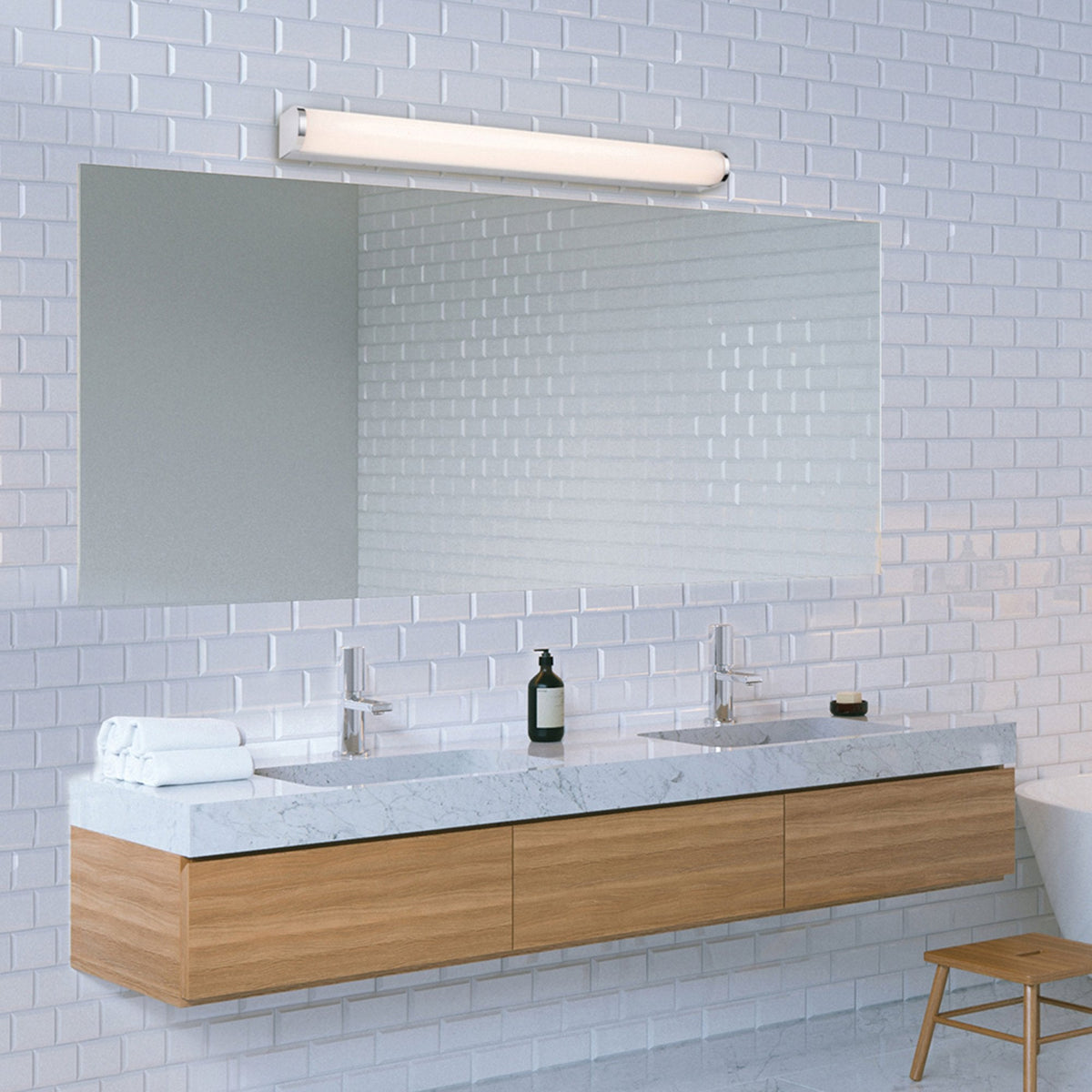 Bravo 600mm IP44 LED Wall Light in Chrome