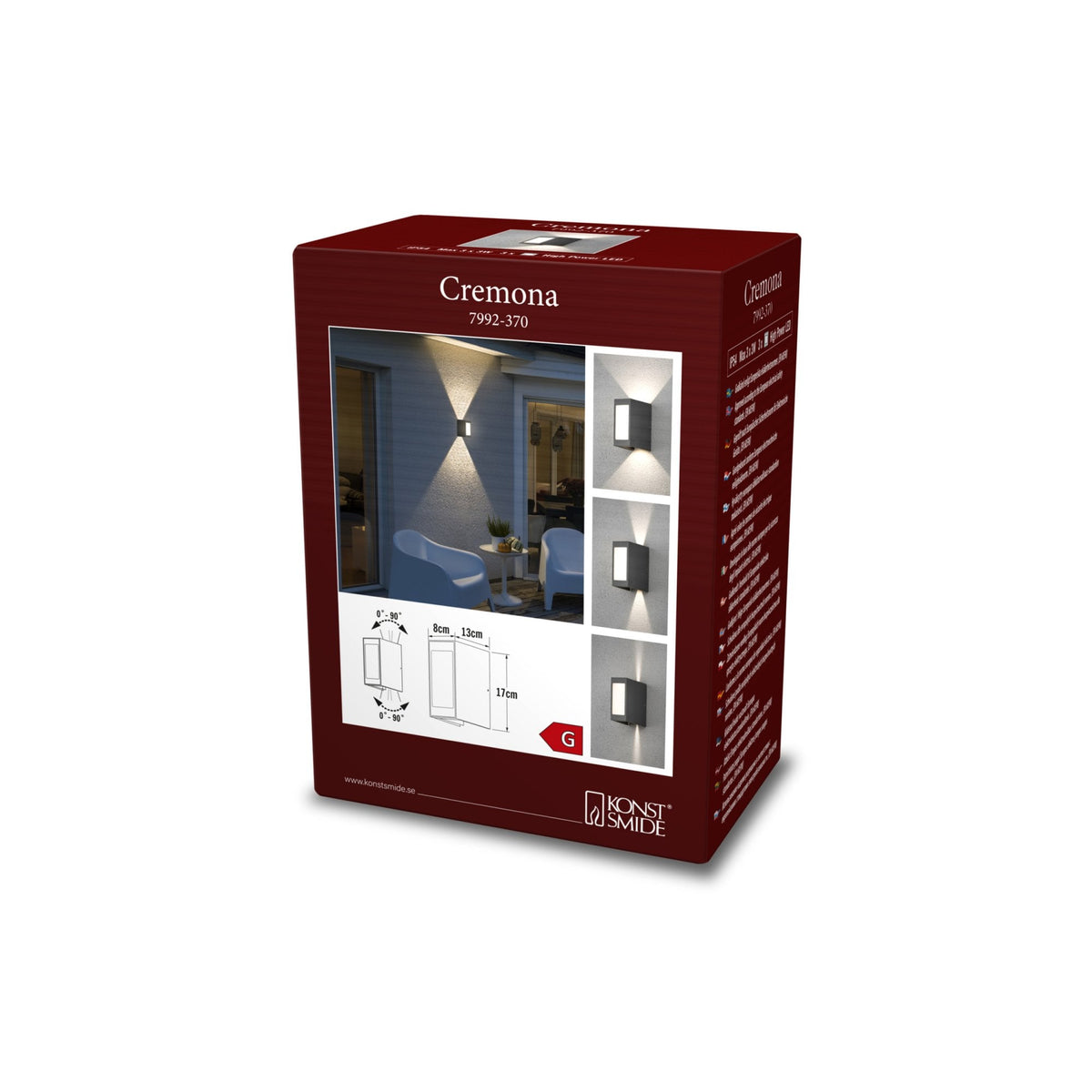 Cremona Glow Slim IP54 Twin Adjustable Beam 9w LED Wall Light in Anthracite