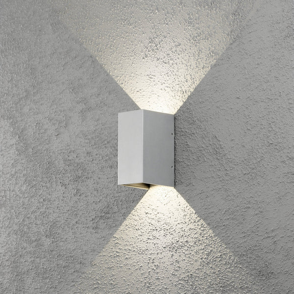 Cremona Edge IP54 Twin Adjustable Beam 9w LED Wall Light in Light Grey