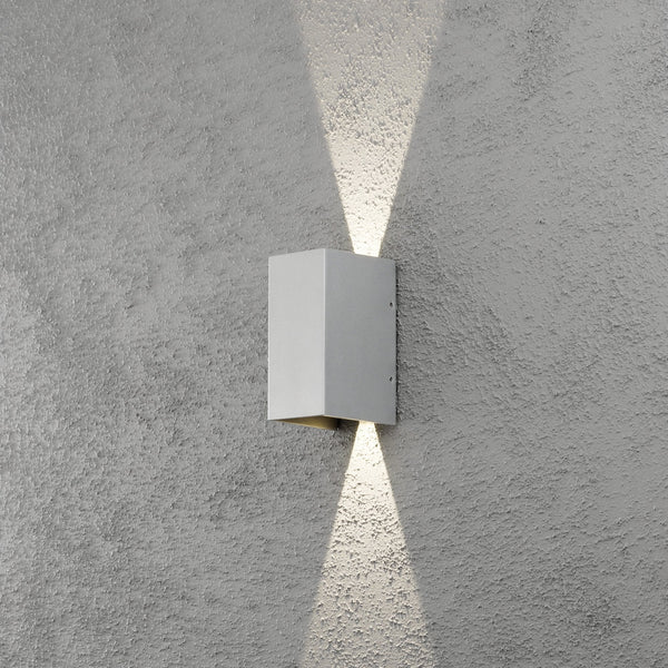 Cremona Edge IP54 Twin Adjustable Beam 9w LED Wall Light in Light Grey