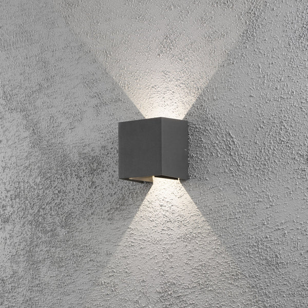 Cremona Edge Square IP54 Twin Adjustable Beam 9w LED Wall Light in Anthracite