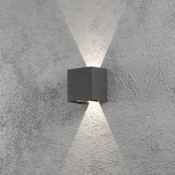 Cremona Edge Square IP54 Twin Adjustable Beam 9w LED Wall Light in Anthracite