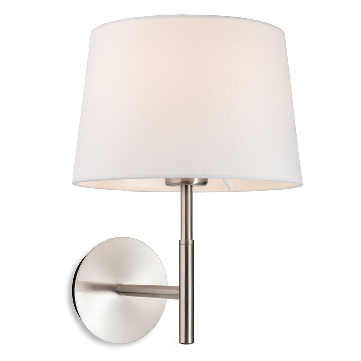 Seymour Switched Wall Light in Brushed Steel with Cream Shade