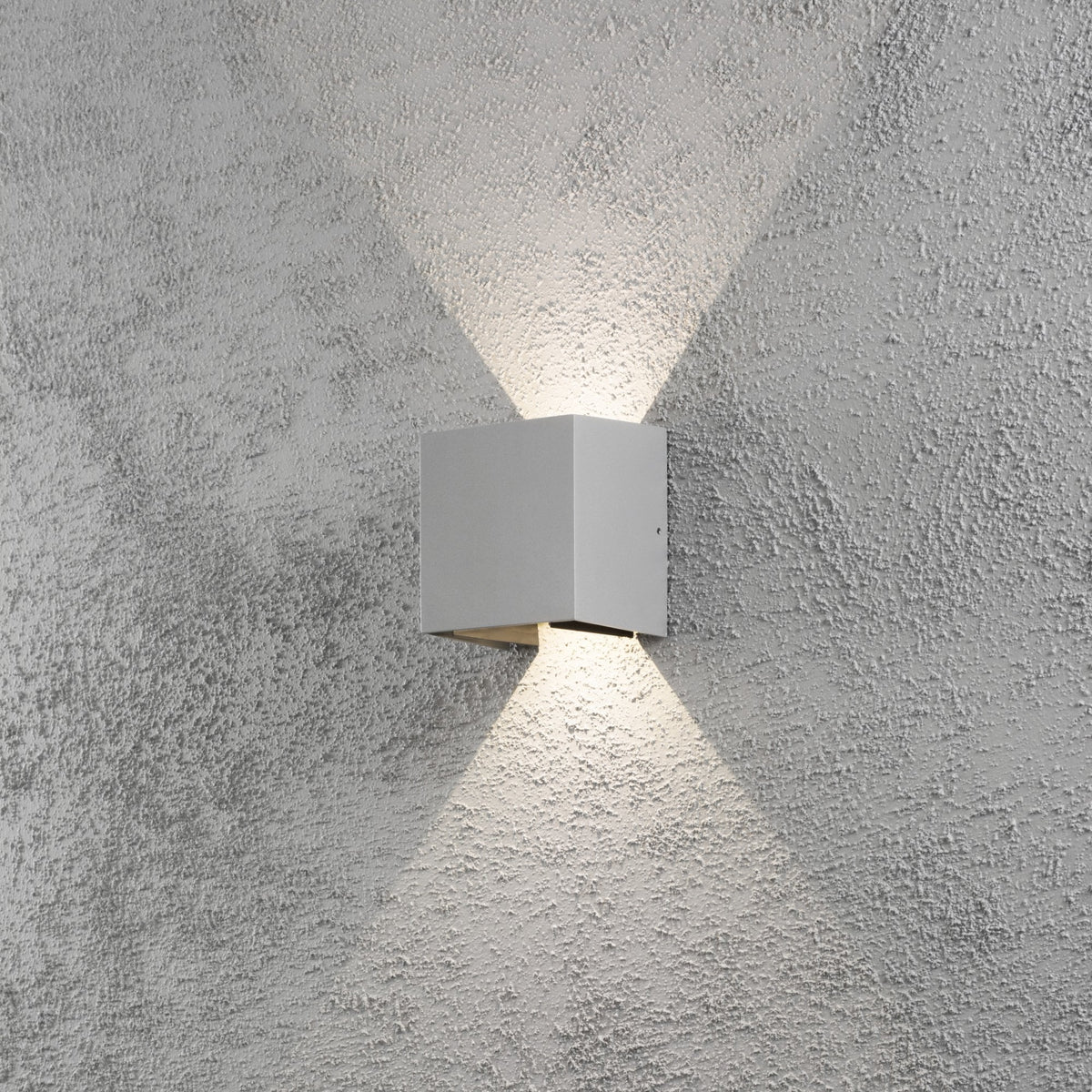 Cremona Edge Square IP54 Twin Adjustable Beam 9w LED Wall Light in Light Grey