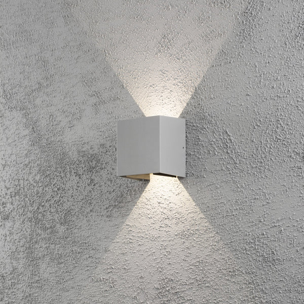 Cremona Edge Square IP54 Twin Adjustable Beam 9w LED Wall Light in Light Grey