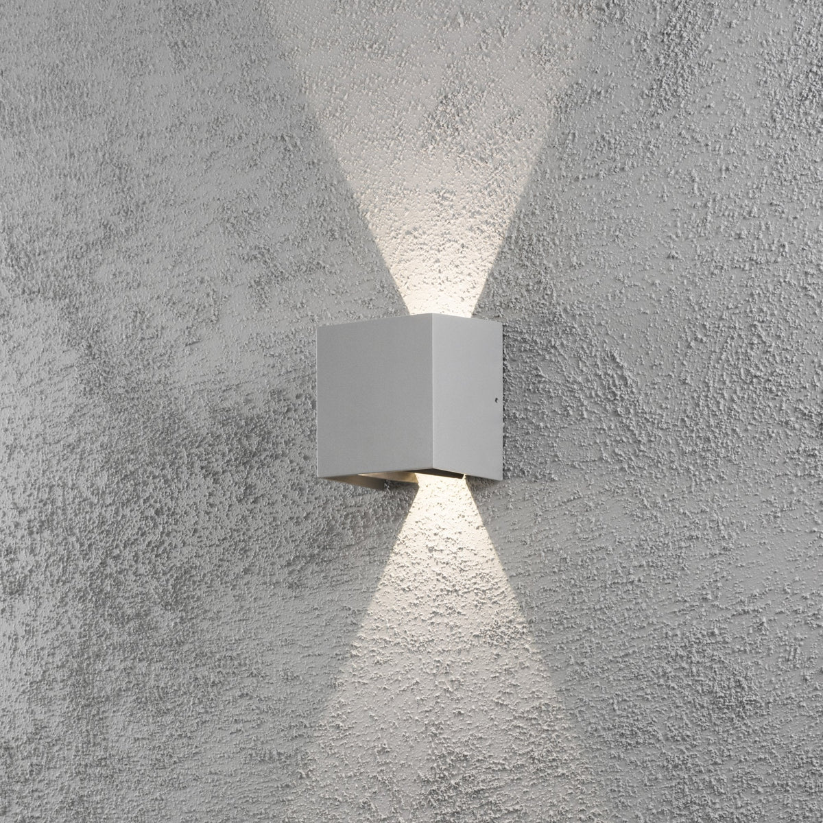 Cremona Edge Square IP54 Twin Adjustable Beam 9w LED Wall Light in Light Grey