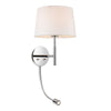Seymour Switched Wall Light with LED Reader in Chrome with Cream Shade