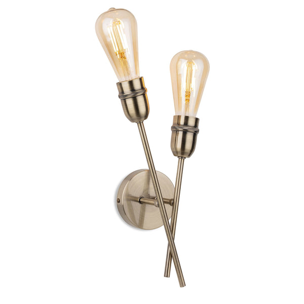 Leon Two Lamp Wall Light in Antique Brass